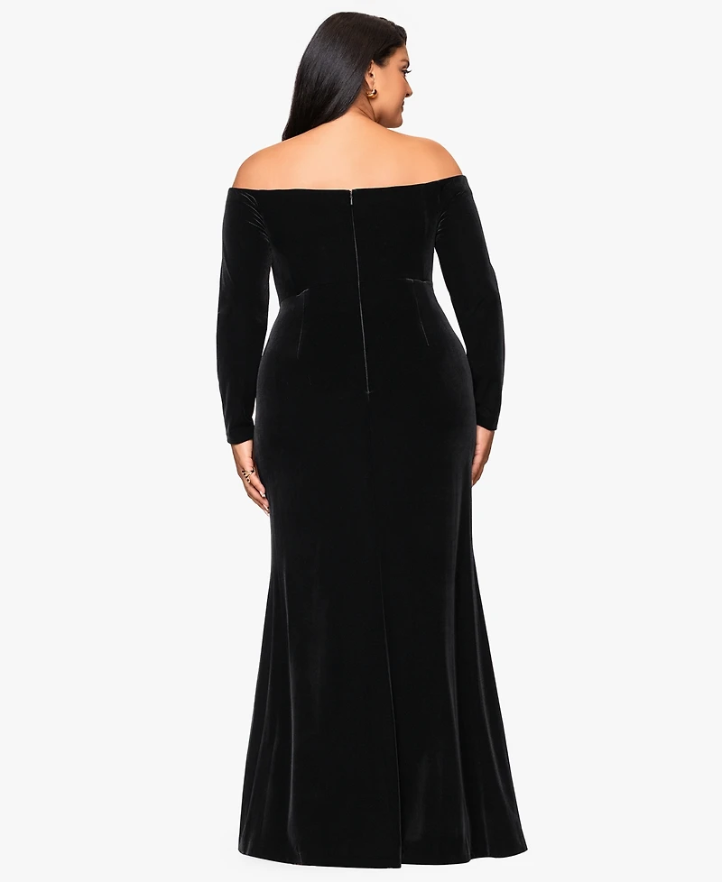 Xscape Plus Off-the-Shoulder Maxi Dress