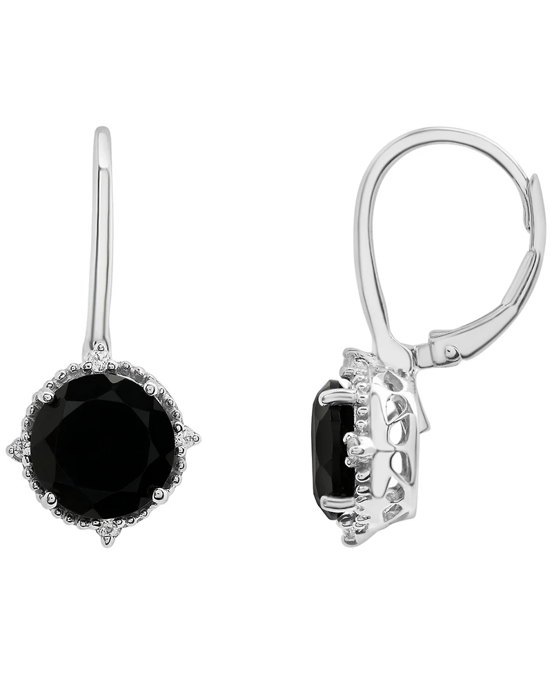 Macy's Onyx (4-1/20 ct. t.w.) and White Sapphire (1/10 ct. t.w.) Drop Earrings in Sterling Silver