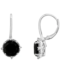 Macy's Onyx (4-1/20 ct. t.w.) and White Sapphire (1/10 ct. t.w.) Drop Earrings in Sterling Silver