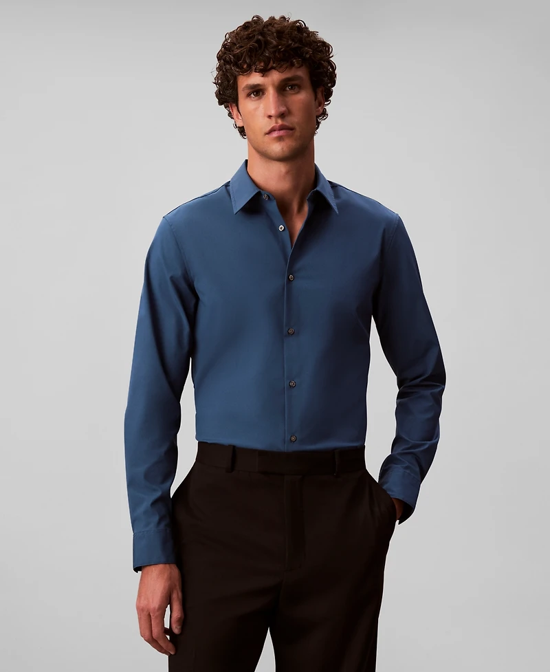 Calvin Klein Men's Slim Fit Supima Stretch Long Sleeve Button-Front Shirt
