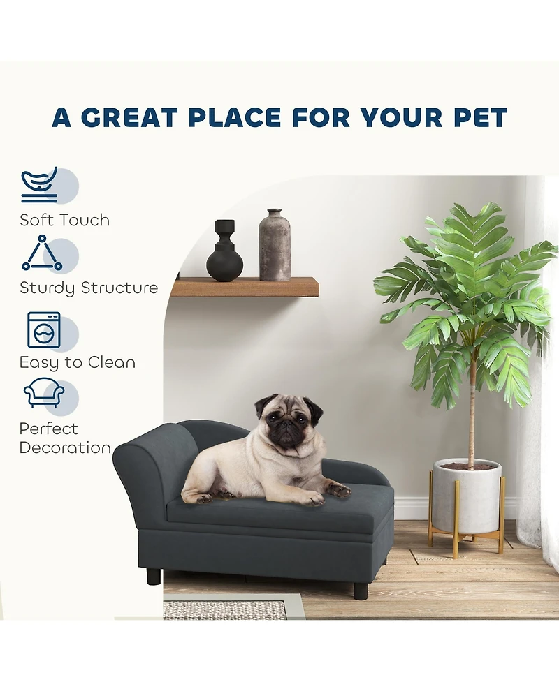 PawHut Luxury Small Dog Bed Couch W/ Storage, Little Sofa