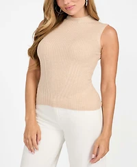 Guess Women's Mock Neck Sleeveless Seamless Sweater