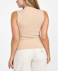 Guess Women's Mock Neck Sleeveless Seamless Sweater
