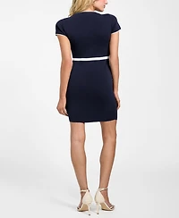 Guess Women's Allie Short-Sleeve Faux-Button Knit Dress