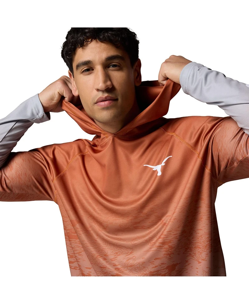 Columbia Men's Burnt Orange Texas Longhorns Pfg Gradient Water Super Terminal Tackle Hoodie Omni-Wick T-Shirt