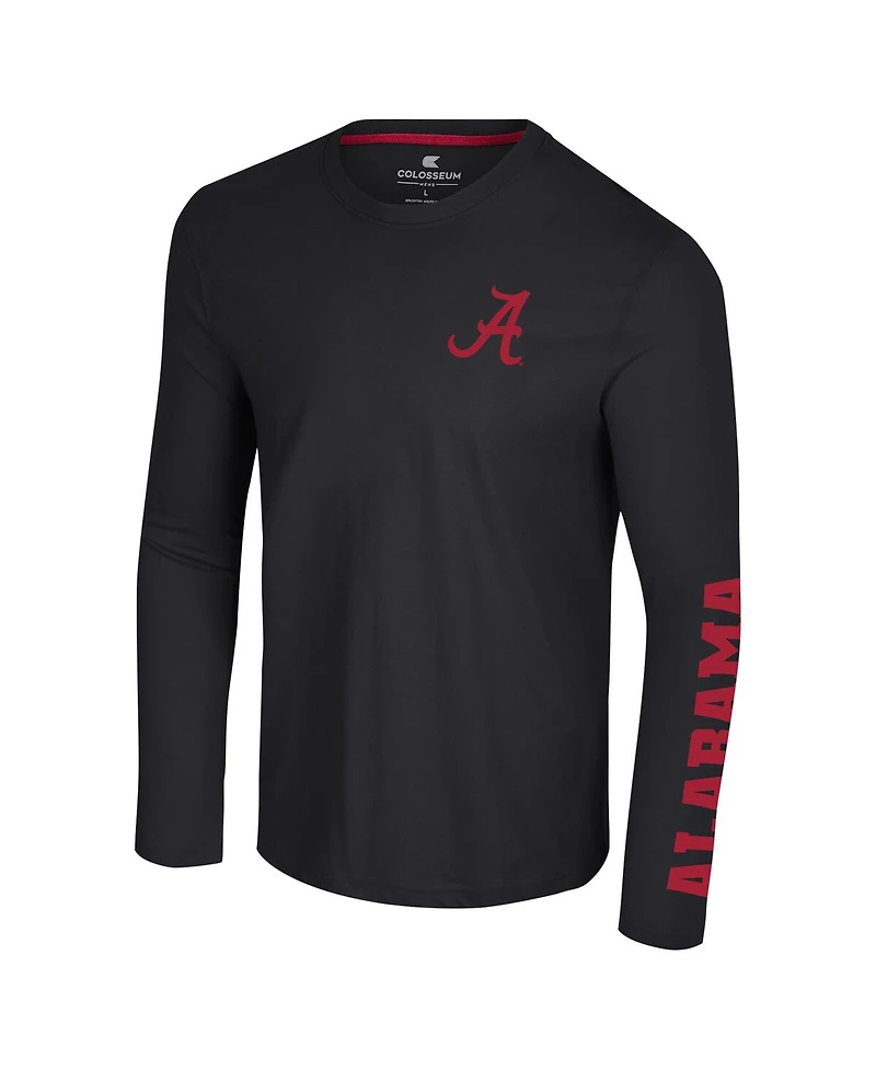 Colosseum Men's Black Alabama Crimson Tide Logo Lockup 3-Hit Active Blend Long Sleeve T-Shirt