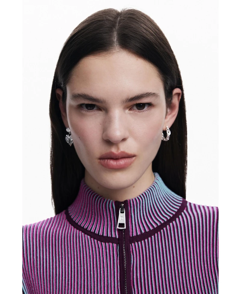 Desigual Women's Vertical striped zipper cardigan