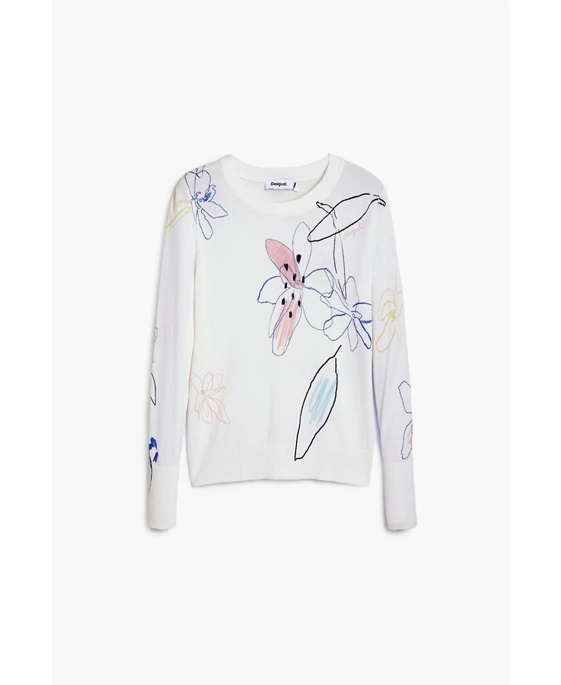 Desigual Women's Fine sweater with floral strokes
