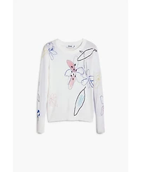 Desigual Women's Fine sweater with floral strokes