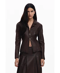 Desigual Women's Peplum leather biker jacket