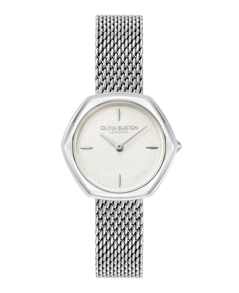 Olivia Burton Women's Charing Silver Tone Stainless Steel Bracelet Watch, 28.5mm