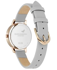 Olivia Burton Women's Illustrated Floral Earl Gray Calfskin Leather Strap Watch, 30mm