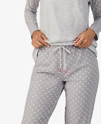 Cuddl Duds Women's 2-Piece Brushed Waffle Long Sleeve Jogger Pajama Set