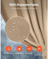 Slickblue Waterproof Patio Gazebo Curtain Panels for Outdoor Privacy and Comfort
