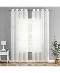 Kate Aurora 2 Pack Semi Sheer Linen Blend Grommet Top Window Curtains - 52 in. W x 84 L, Coral