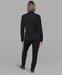 Karl Lagerfeld Paris Women's Logo Tape Zip Up Jacket