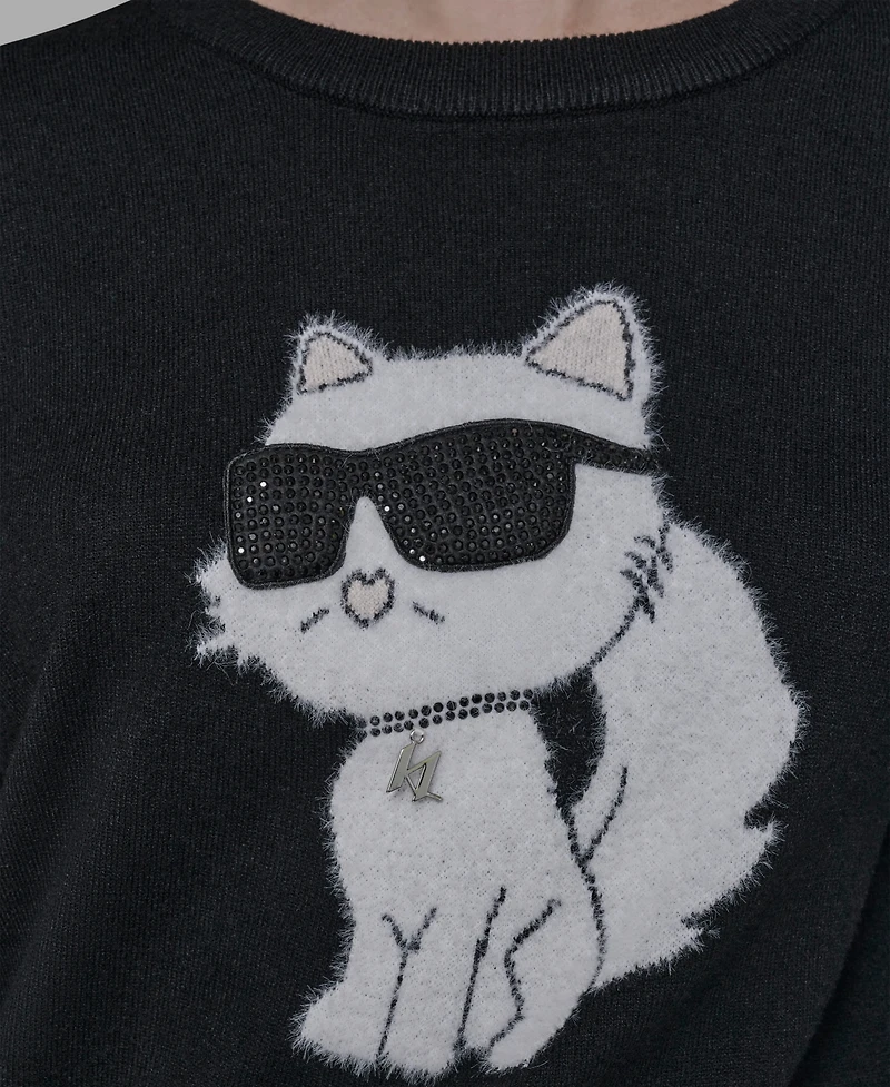 Karl Lagerfeld Paris Women's Cool Choupette Crewneck Sweater