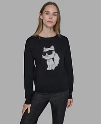 Karl Lagerfeld Paris Women's Cool Choupette Crewneck Sweater
