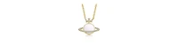 GiGiGirl 14K Gold Plated with Mother Of Pearl & Clear Cubic Zirconia Saturn-Inspired Necklce For Kids