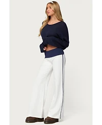 Edikted Women's 8 Contrast Fold Over Wide Leg Pants