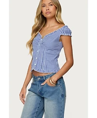 Edikted Women's Dorothie Gingham Button Up Top