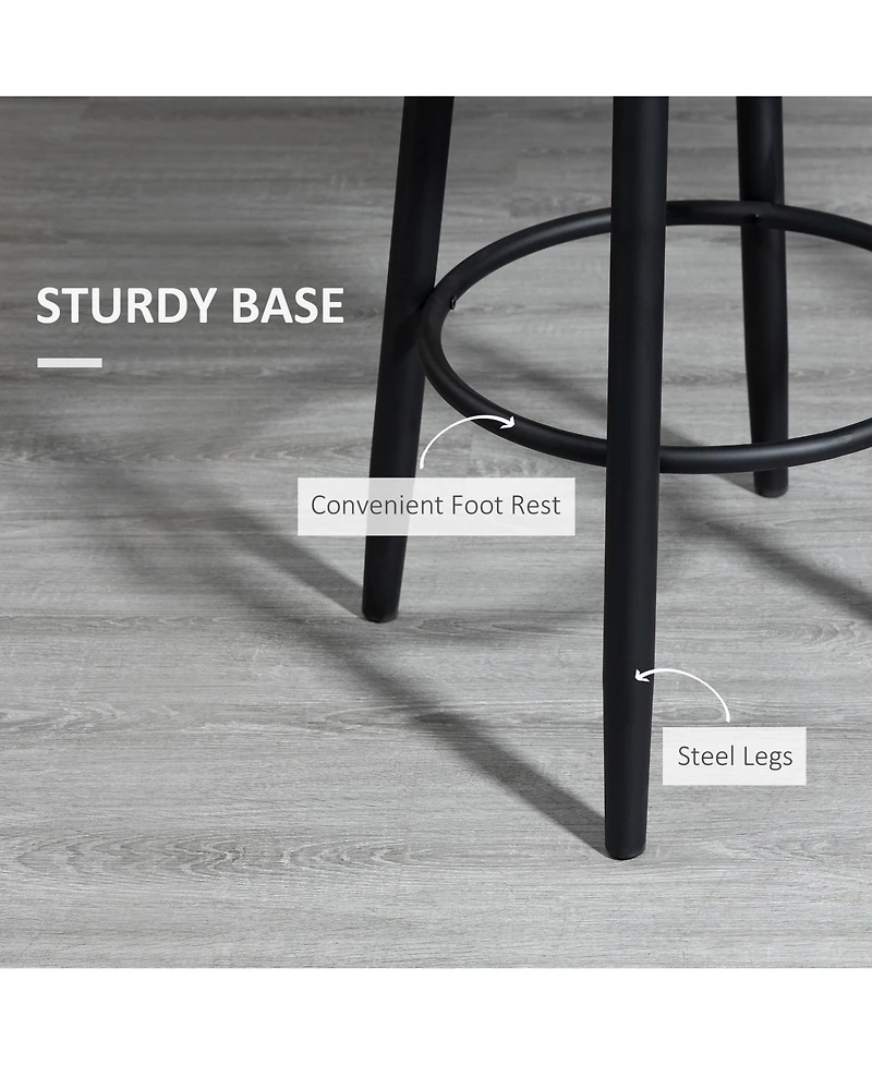 Homcom Modern Bar Stools, Set of 2 Swivel Kitchen Bar