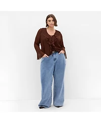 City Chic Plus Luscious Sheer Ruffles Top