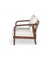 Streamdale 2x 28" Outdoor Lounge Chairs - Woven Back, Wood Frame, Cushions