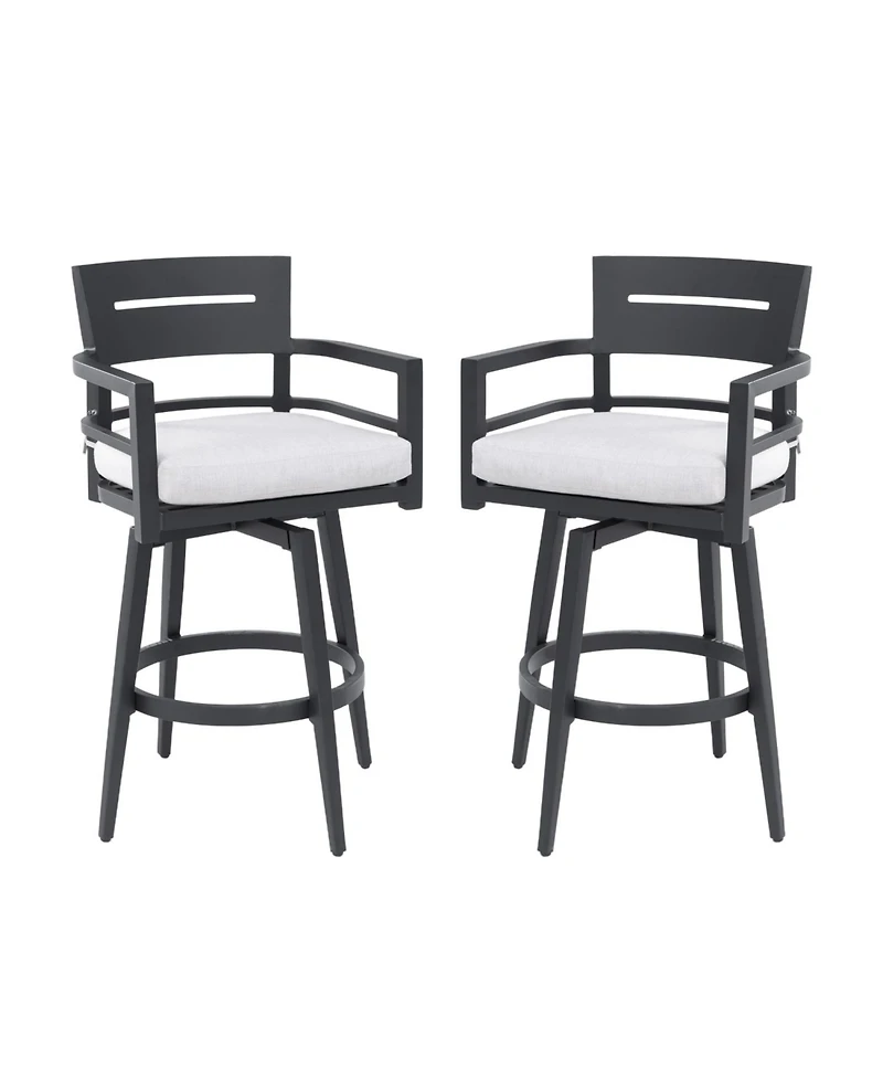 Streamdale Furniture Modern Outdoor Swivel Bar Chairs - Black Aluminum & Sunbrella