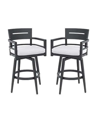 Streamdale Furniture Modern Outdoor Swivel Bar Chairs - Black Aluminum & Sunbrella