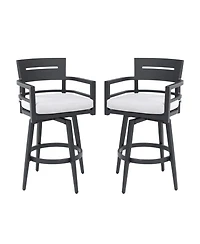 Streamdale Furniture Modern Outdoor Swivel Bar Chairs - Black Aluminum & Sunbrella