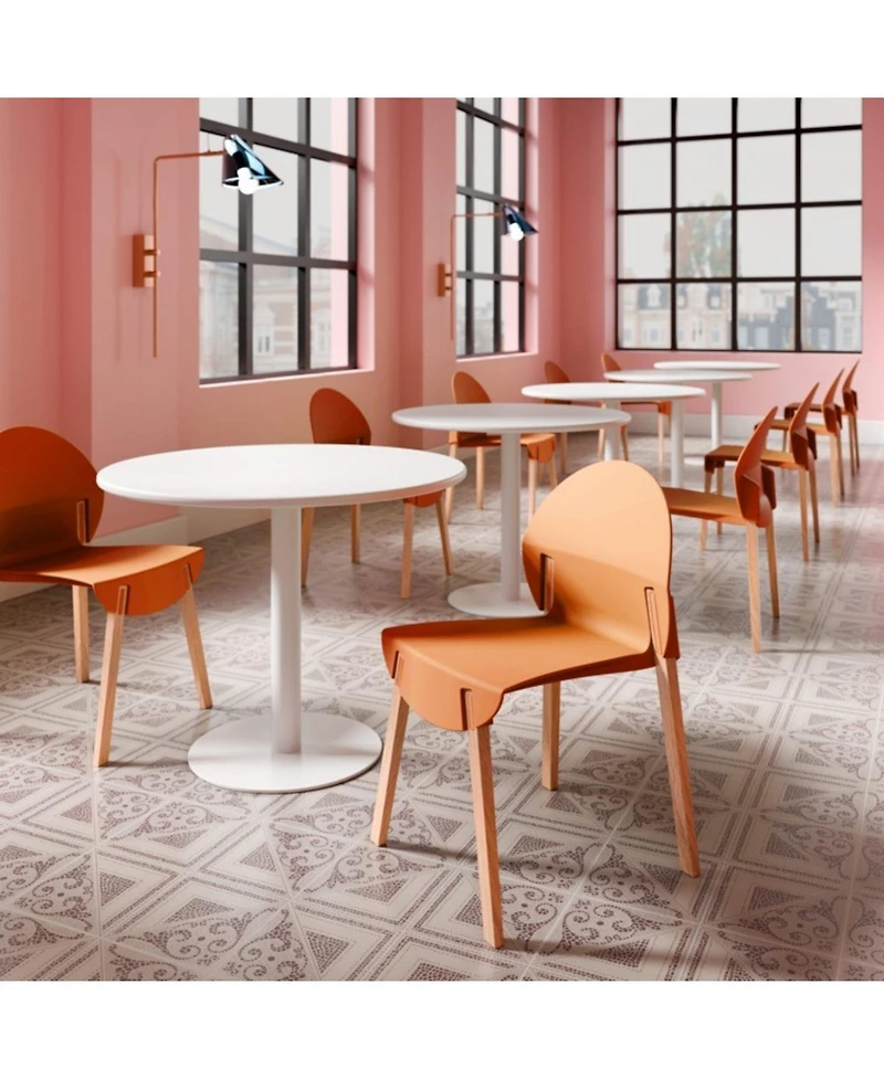 Streamdale Furniture Tropical Orange Chairs - Red Oak Legs, Dining Set (4-Pack)
