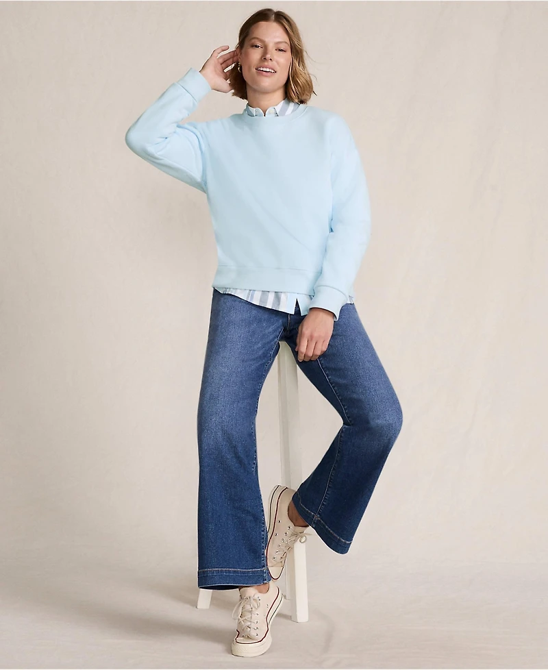Lands' End Women's Plus Serious Sweats Oversized Long Sleeve Crew Neck Sweatshirt