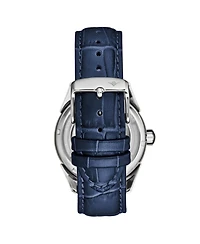 Stuhrling Vanguard 1019.02 Legacy Collection Dual Time Automatic Skeleton Watch 42mm Stainless Steel Blue Dial Leather Strap
