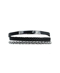 Trafalgar Loose Fit Zaid Metal and Leather Triple Strand Secure Clasp Bracelet