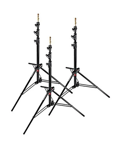 Manfrotto 1005BAC 107" Air Cushioned Aluminum Ranker Light Stand with 3-Sections & 2 Risers, Black
