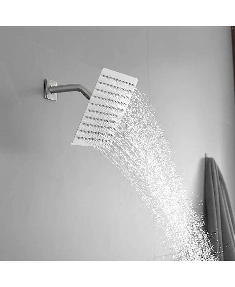 Greenspring Single-Handle 1-Spray Square Shower Faucet System with 10 in. Rainfall Head Brushed Nickel (Valve Included)