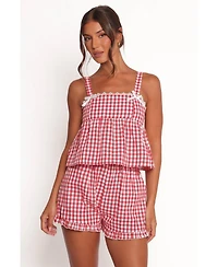 Petal and Pup Women's Isidore Gingham Short Set - Red
