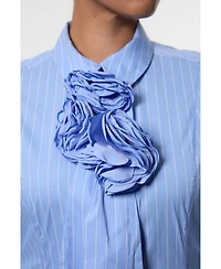 Karen Millen Women's Rosette Woven Shirt Maxi Dress