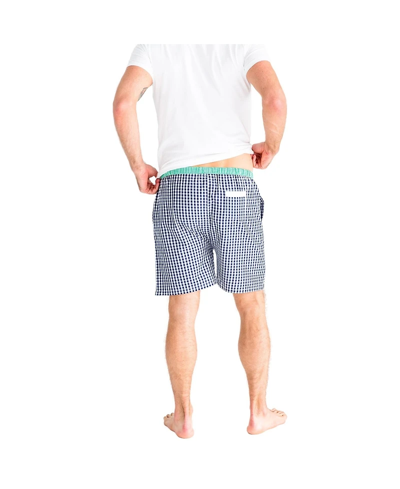 Sant and Abel Men's Hepburn Gingham Navy Sleep Shorts