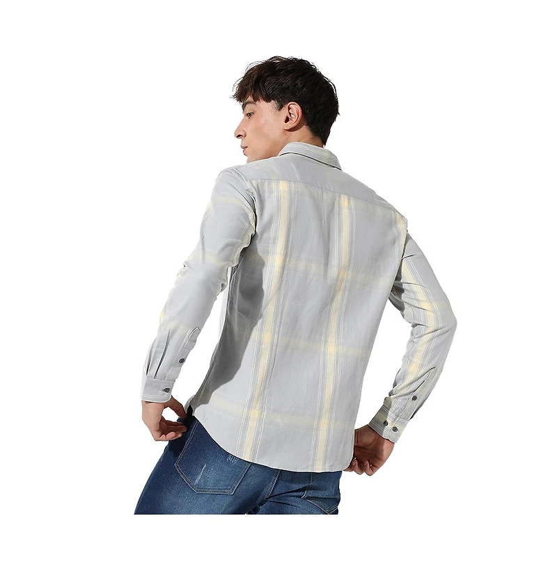 Campus Sutra Men's Plaid Button Up Shirt