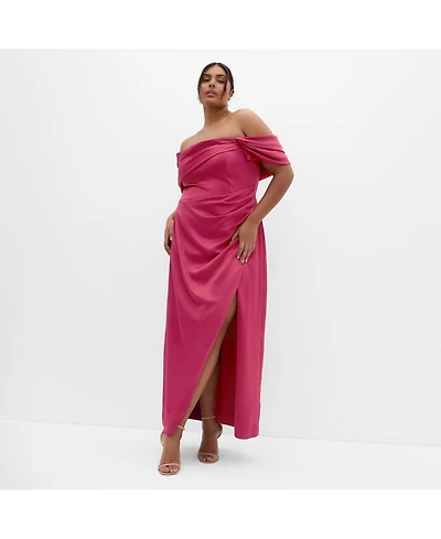 City Chic Plus Paloma Off Shoulder Maxi Dress