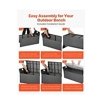 Slickblue Outdoor Storage Bench Pe Rattan 40Gal Waterproof Deck Box with Seating
