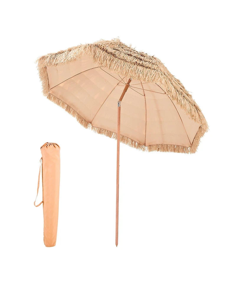 Slickblue Outdoor Tiki Thatched Umbrella for Patio, Pool, and Garden Shade