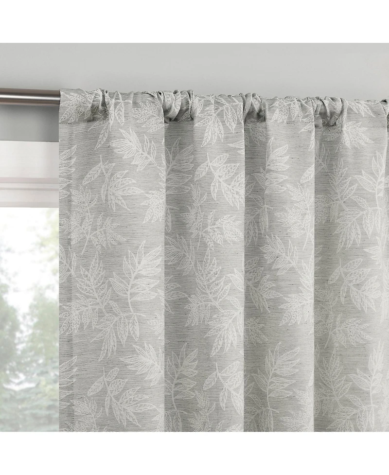 No. 918 Kacey Woven Jacquard Leaf Semi-Sheer Rod Pocket Curtain Panel