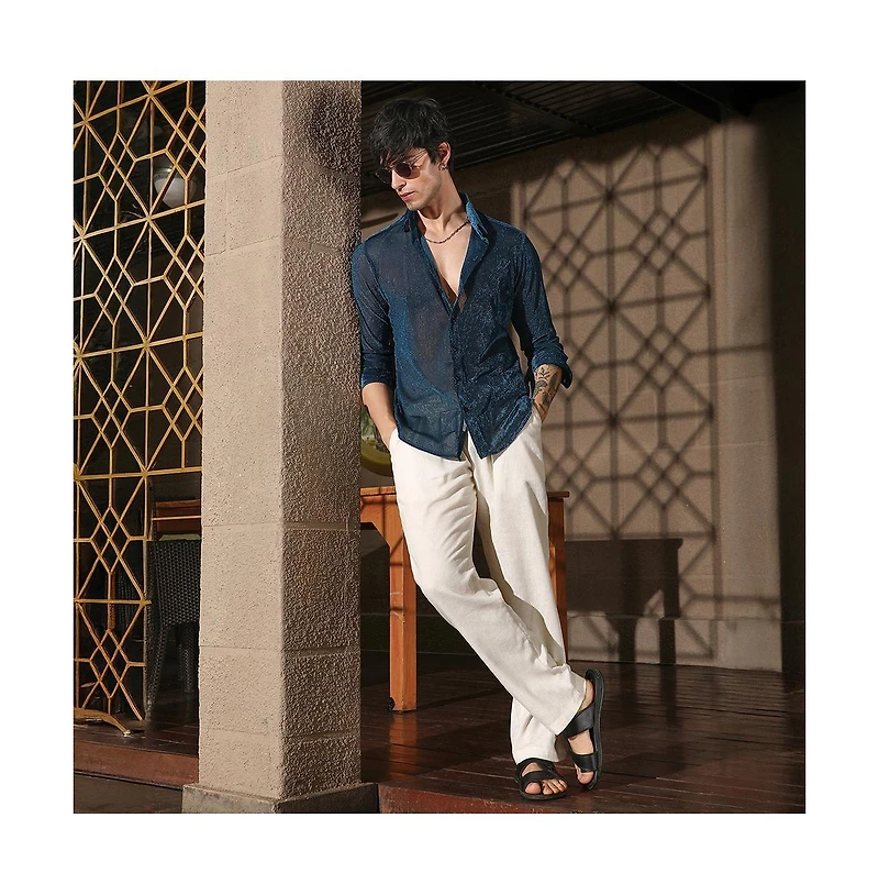 Campus Sutra Men's Men 's Solid Velvet Shirt