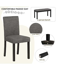 Casainc 6 Piece Dining Table Set with Rectangular Table, Chairs and Bench for Dining Room