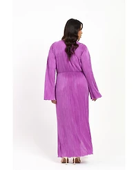 Fashion-szn Curve Women's Plisse Flare Sleeve Midaxi Dress