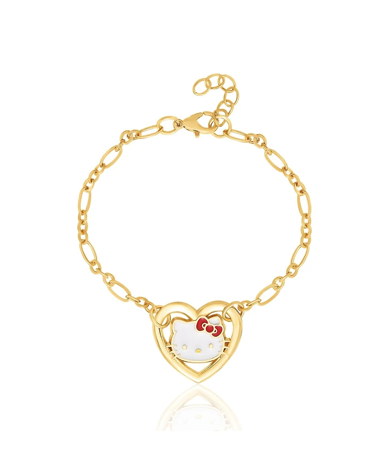 Hello Kitty Heart Link Bracelet in Gold-Tone