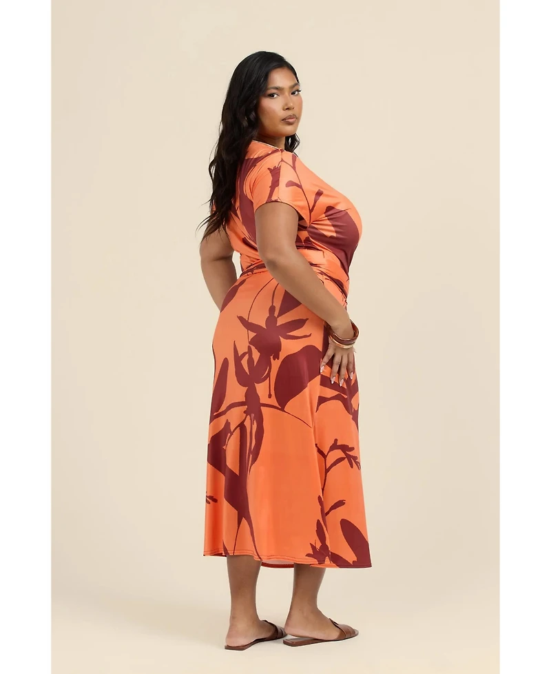 Fashion-szn Curve Plus Floral Wrap Jersey Midi Dress